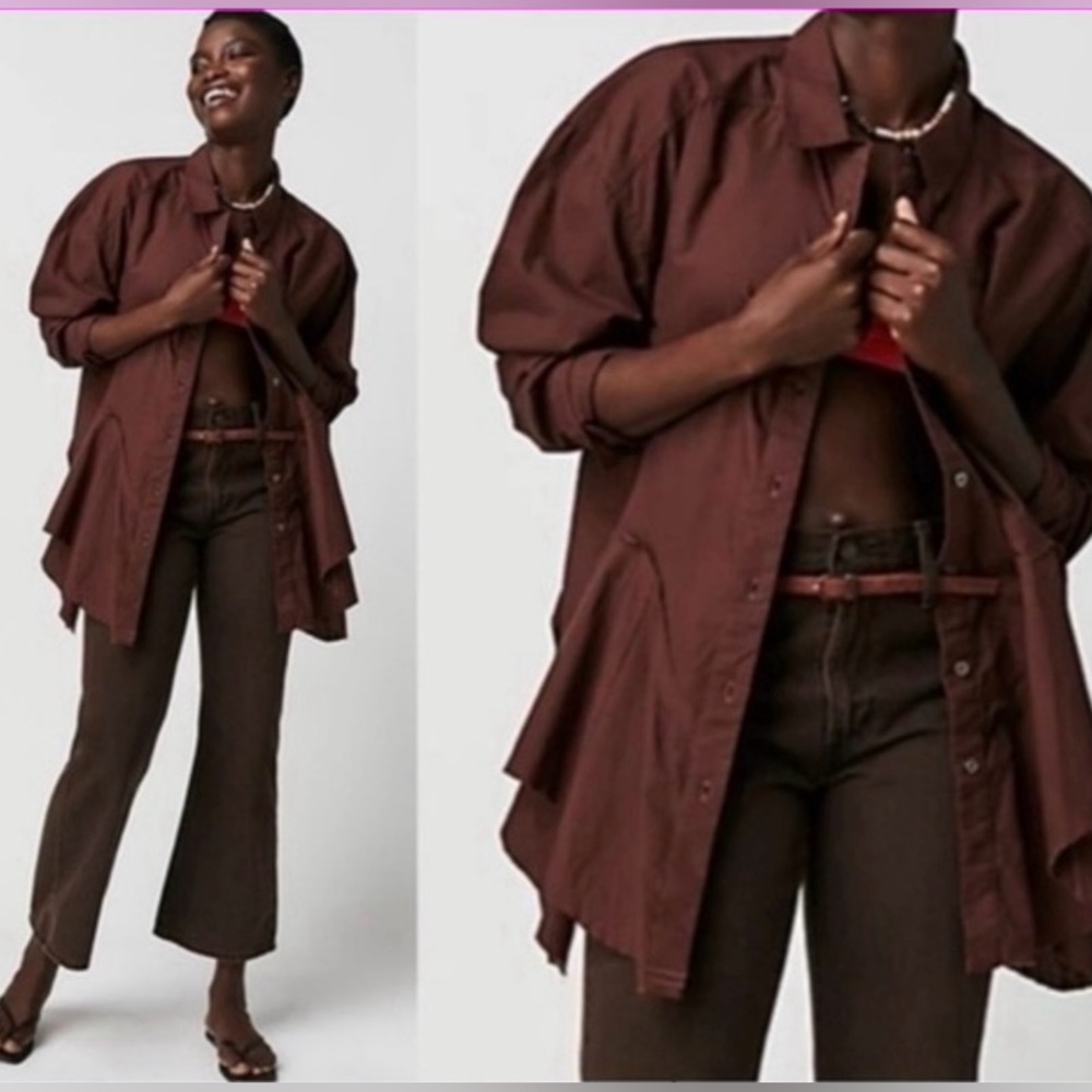 Free People We The Free Freya Oversized Cotton Poplin Button Down. NWOT